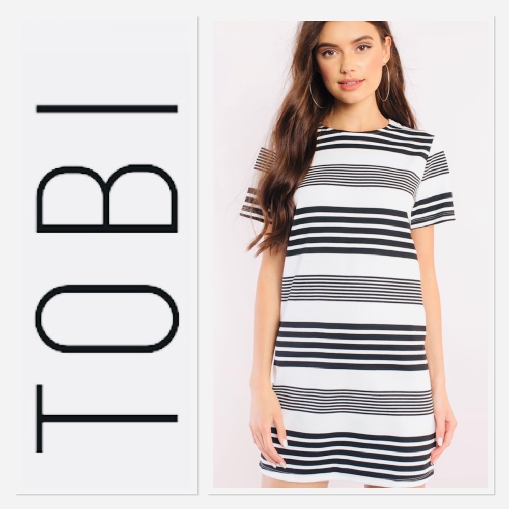 Tobi Black and White Striped Dress